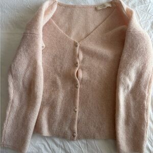 Sezane Soft Blush Cardigan Sweater